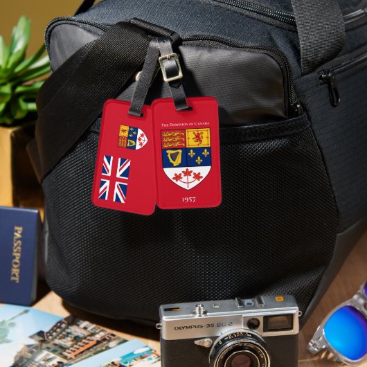 Canadese Rode Vaandel 1957 Wapen Code Bagage Label (Voorkant /achterkant)