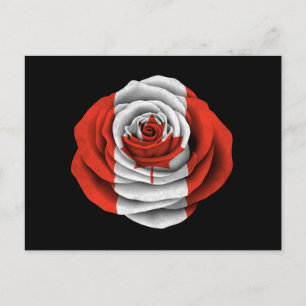 Canadese Roos vlag op zwart Briefkaart