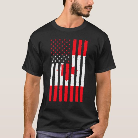 Canadese Roots USA Vlag Erfgoed Half Canada Ameri T-shirt (Voorkant)