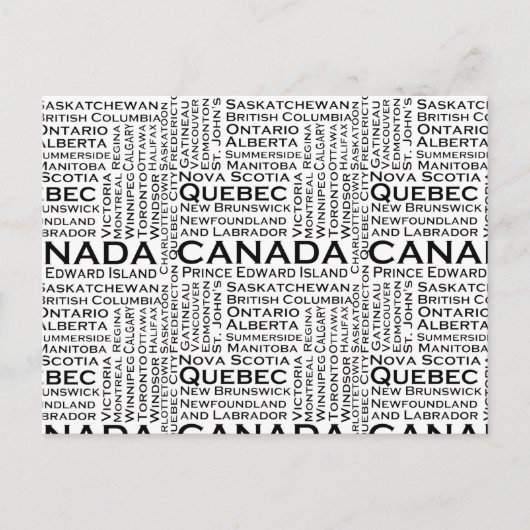 Canadese staten en steden briefkaart (Voorkant)