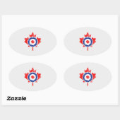 Canadese stijl Maple Leaf Roundel Grunge Mod Ovale Sticker (Vel)