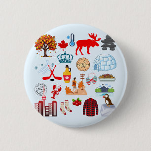 Canadese Symbolen Ronde Button 5,7 Cm