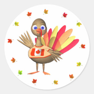 Canadese Thanksgiving Baby Turkije Ronde Sticker