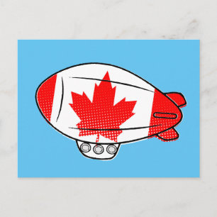 Canadese vlag Blimp ballon in blauwe lucht Custom Briefkaart