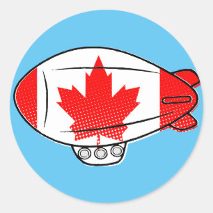Canadese vlag Blimp ballon in blauwe lucht Custom Ronde Sticker