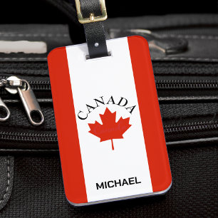Canadese vlag (Canada Red & White) Bagagelabel