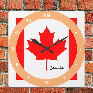Canadese vlag, Canada trendy mode/ontwerpklok Vierkante Klok