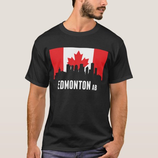 Canadese vlag Edmonton Skyline T-shirt (Voorkant)