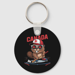 Canadese Vlag Esdoornblad Bever Hockeystick Zonneb Sleutelhanger