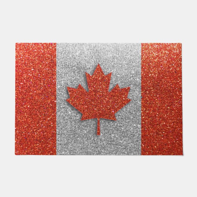 Canadese vlag Glitter Maple Leaf Canada Welkom Deurmat (Voorkant)