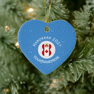 Canadese Vlag Hanukkah Engel Naam Jaar Hart Keramisch Ornament