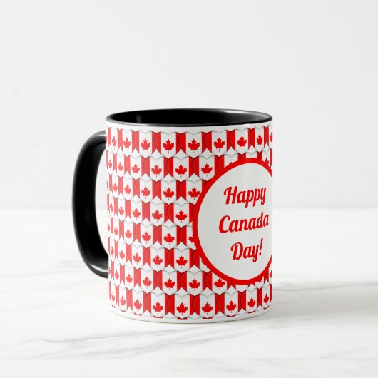 Canadese vlag harten Maple Leaf Pattern Canada Day Mok (Voorkant links)