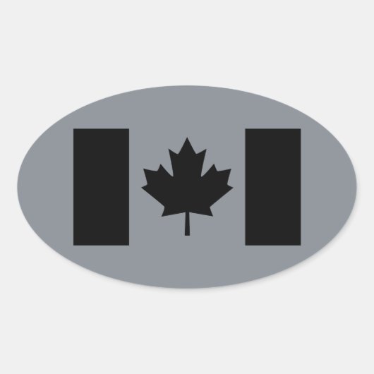 Canadese vlag in Black Decor Ovale Sticker (Voorkant)