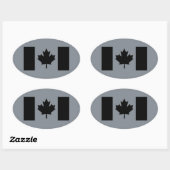Canadese vlag in Black Decor Ovale Sticker (Vel)