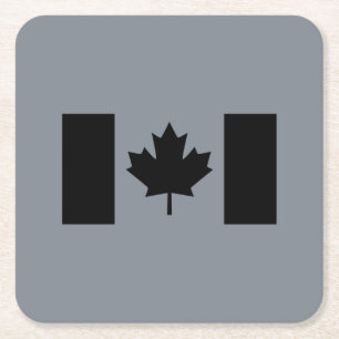 Canadese vlag in Black Decor Vierkante Kartonnen Onderzetter