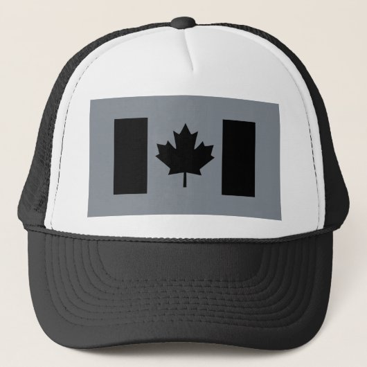Canadese vlag in zwart ontwerp trucker pet (Voorkant)