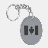 Canadese vlag in zwart sleutelhanger (Voorkant Links)