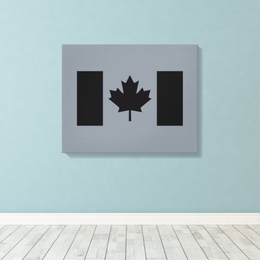 Canadese vlag in zwarte afbeelding canvas afdruk (Insitu (Houten vloer))