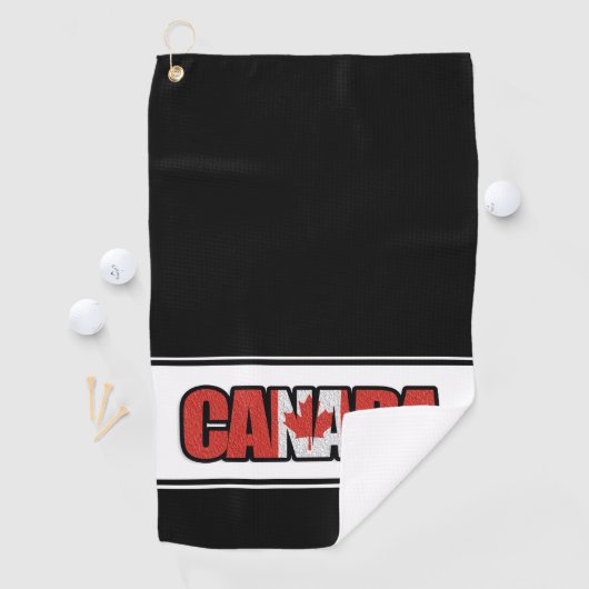 Canadese vlag met mapellef in typografische tekst golfhanddoek (Insitu)
