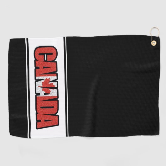 Canadese vlag met mapellef in typografische tekst golfhanddoek (Horizontaal)