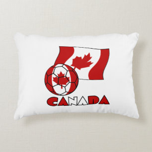Canadese vlag met voetbal decoratief kussen