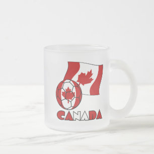 Canadese vlag met voetbal matglas koffiemok