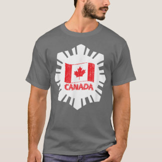 Canadese vlag met witte sneeuwvlok t-shirt