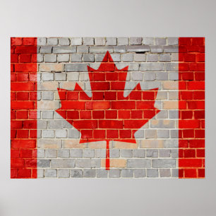 Canadese vlag op een muur poster