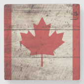 Canadese vlag op oude houten korrels stenen onderzetter (Voorkant)