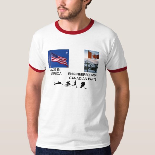 Canadese vlag op sneeuw, Amerikaanse vlag, hockey_ T-shirt (Voorkant)