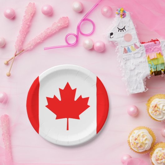 Canadese vlag papieren bordje (Feest)