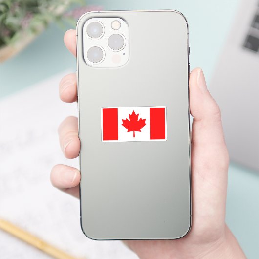 Canadese Vlag Rood en Wit Grafisch Ontwerp Sticker (Telefoon)