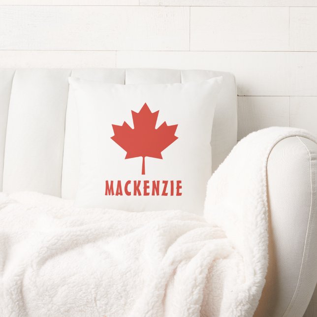 Canadese Vlag Rood Esblad Canada Dag Naam Tekst Kussen (Creator heeft geüpload)