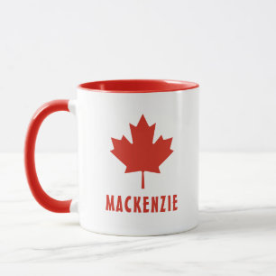 Canadese Vlag Rood Esblad Canada Dag Naam Tekst Mok