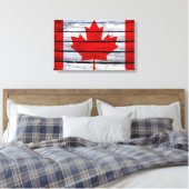 Canadese vlag Rustic Wood Canvas Afdruk (Insitu (Slaapkamer))