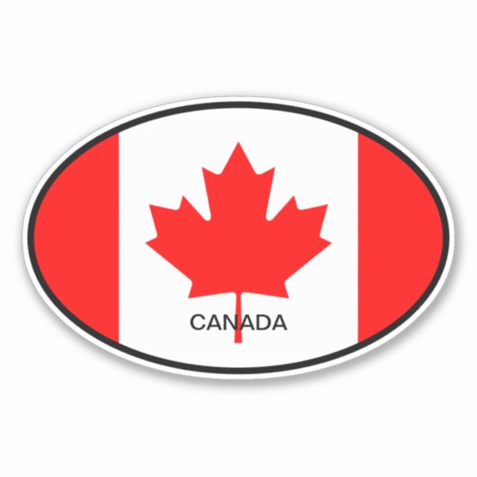 Canadese vlag van Canada ovale vinyl auto sticker (Voorkant)