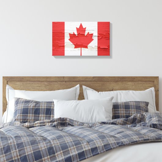 Canadese vlag Weathered Paint Canvas Afdruk (Insitu (Slaapkamer))