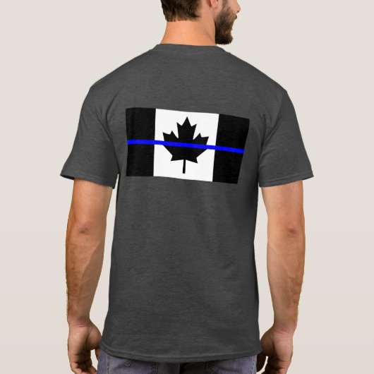 Canadese vlagblauwe lijn dubbelzijdig afdrukken t-shirt (Achterkant)