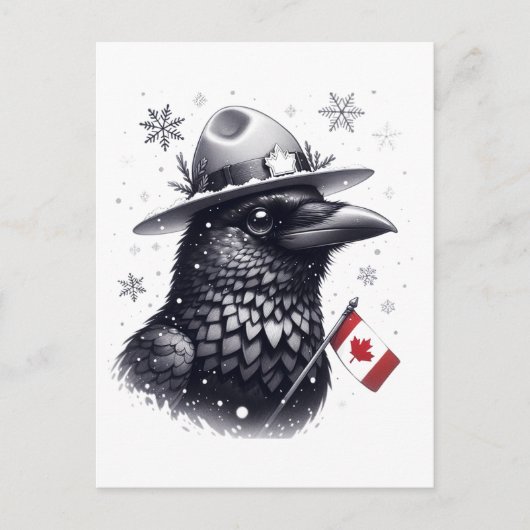 Canadese Winter Raven Briefkaart (Voorkant)