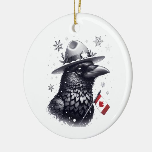 Canadese Winter Raven Keramisch Ornament (Links)