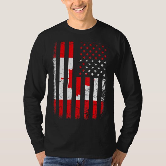 Canadian American Flag Canadian Roots Canada Ameri T-shirt (Voorkant)
