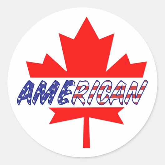 Canadian American Pride Ronde Sticker (Voorkant)