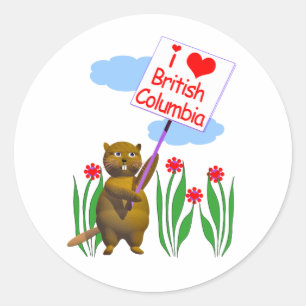 Canadian Beaver Loves British Columbia Ronde Sticker