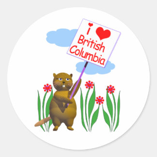 Canadian Beaver Loves British Columbia Ronde Sticker