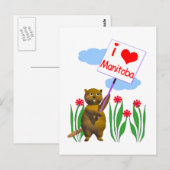 Canadian Beaver Loves Manitoba Briefkaart (Voorkant / Achterkant)