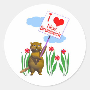 Canadian Beaver Loves New Brunswick Ronde Sticker