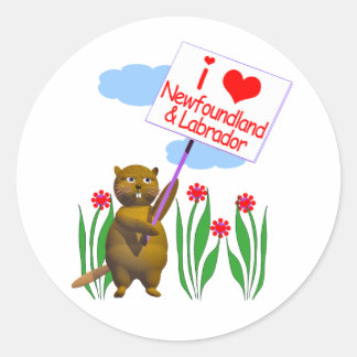Canadian Beaver Loves Newfoundland, Labrador Ronde Sticker