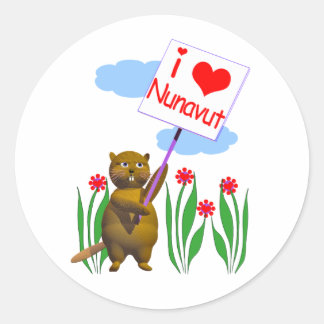 Canadian Beaver Loves Nunavut Ronde Sticker