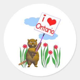 Canadian Beaver Loves Ontario Ronde Sticker