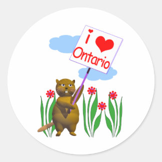 Canadian Beaver Loves Ontario Ronde Sticker